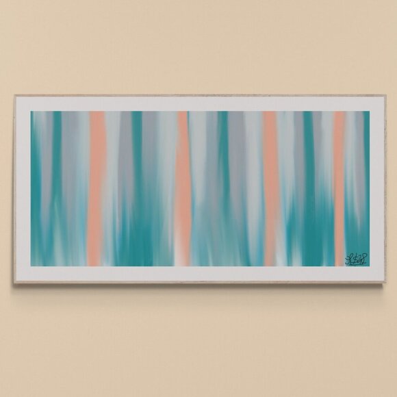 Blue and Peach Absract Art | Modern Wall Art Decor | Minimalist Digital Prints - Picture 1 of 4